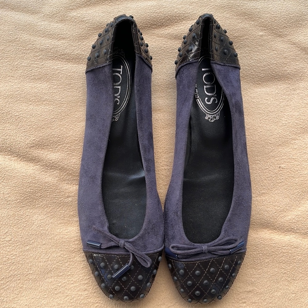 Tod’s Purple Suede/Leather Ballet Flat Shoes - Picture 2 of 16